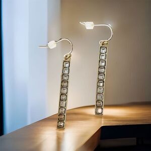 The Limited Gold/Cubic Zirconia Bar Earrings NWT